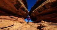 Shari hiking in Canyonlands, Utah.