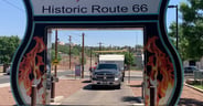 The Route 66 drive-through sign in Grants, New Mexico.