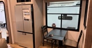 The dining table can be rotate from dining mode to desk mode