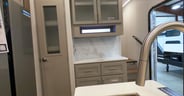 A nice night light plus counter and storage space in the bulkhead cabinets