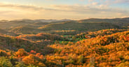 Autumn sunset at Flat Rock overlook on the Blue Ridge parkway -