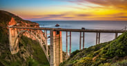 Bixby Bridge and Pacific Coast Highway at sunset
