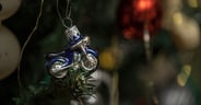 Motorcycle glass Christmas tree ornament.