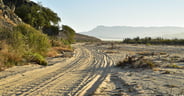 morning on sandy beach road in tropical Baja, Mexico
